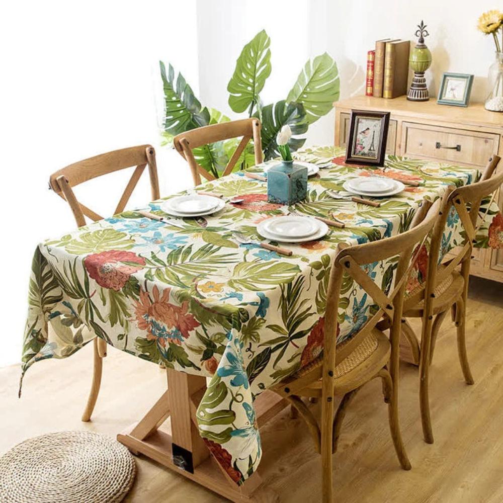 Monstera Leaves Cotton Tablecloth by Casa & Beyond