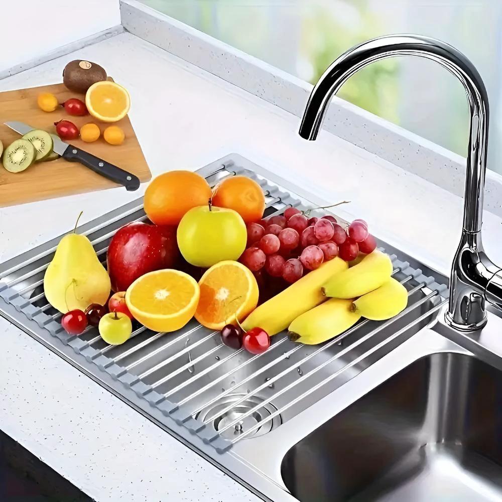Stainless Steel Dish Drying Rolling Rack by Casa & Beyond