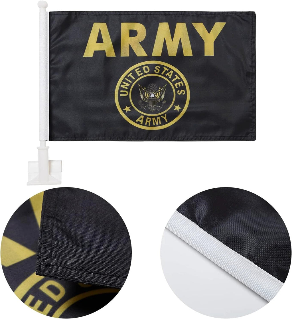 US Army Flag Car Window Flag of United States Army 11X18 Inch(28x46cm) 100% Polyester, Strong White Flagpole by flagsshop