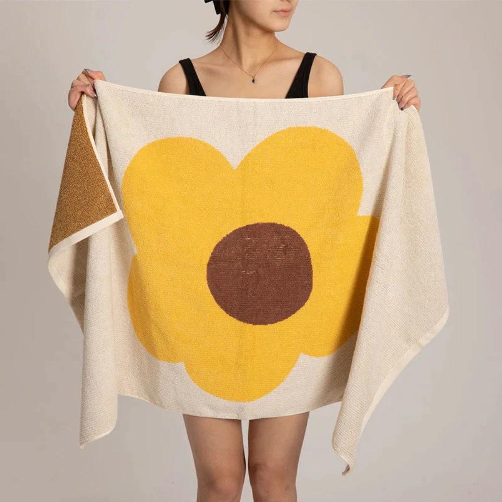 Cheerful Floral Print Cotton Bath Towel by Casa & Beyond