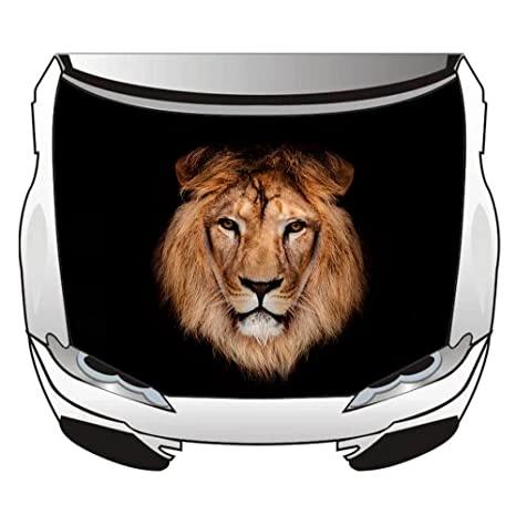 Lion Car Hood Cover Flag ,Engine Banner Flag of Lion Logo,3.3X5ft/6X7FT, 100% Polyester Elastic Fabrics Can be Washed Suitable for large SUV and Pickup Trucks by flagsshop