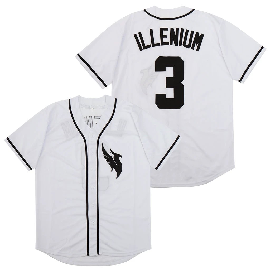 Singer Illenium #3 Movie Baseball Jersey Diamond Fashion Hip Hop White by My Store