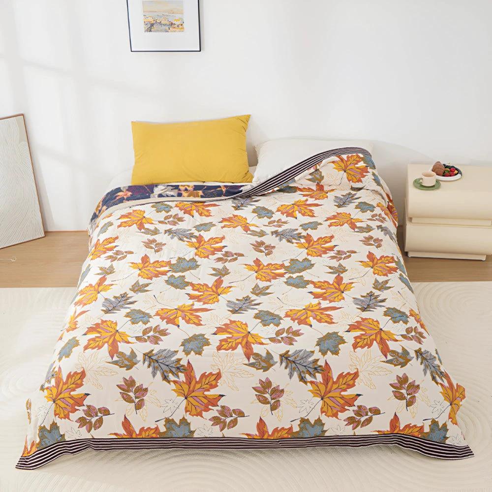 Maple Leaf Cotton Blanket by Casa & Beyond