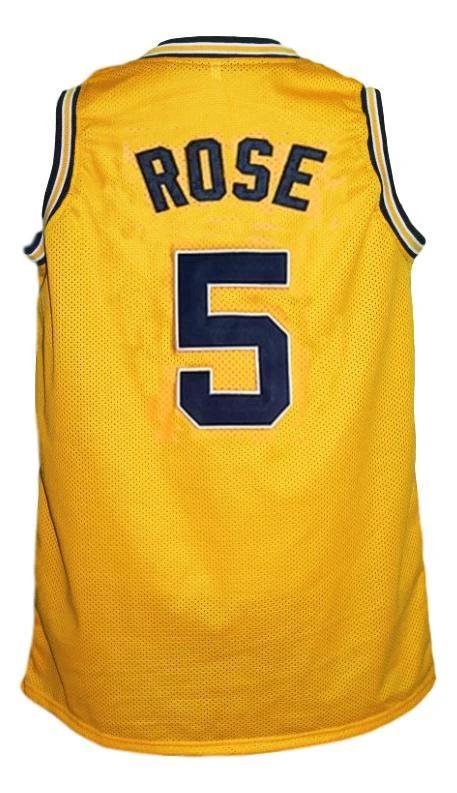 Jalen Rose Jersey #5 Custom Michigan College Basketball New Sewn Yellow by My store basketball