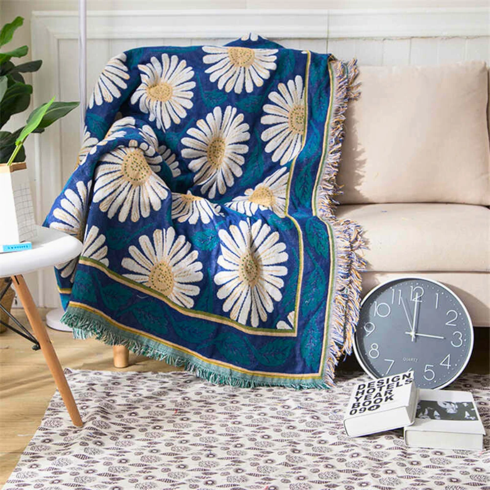 Bohemian Shiragiku Tassel Cotton Knit Blanket by Casa & Beyond