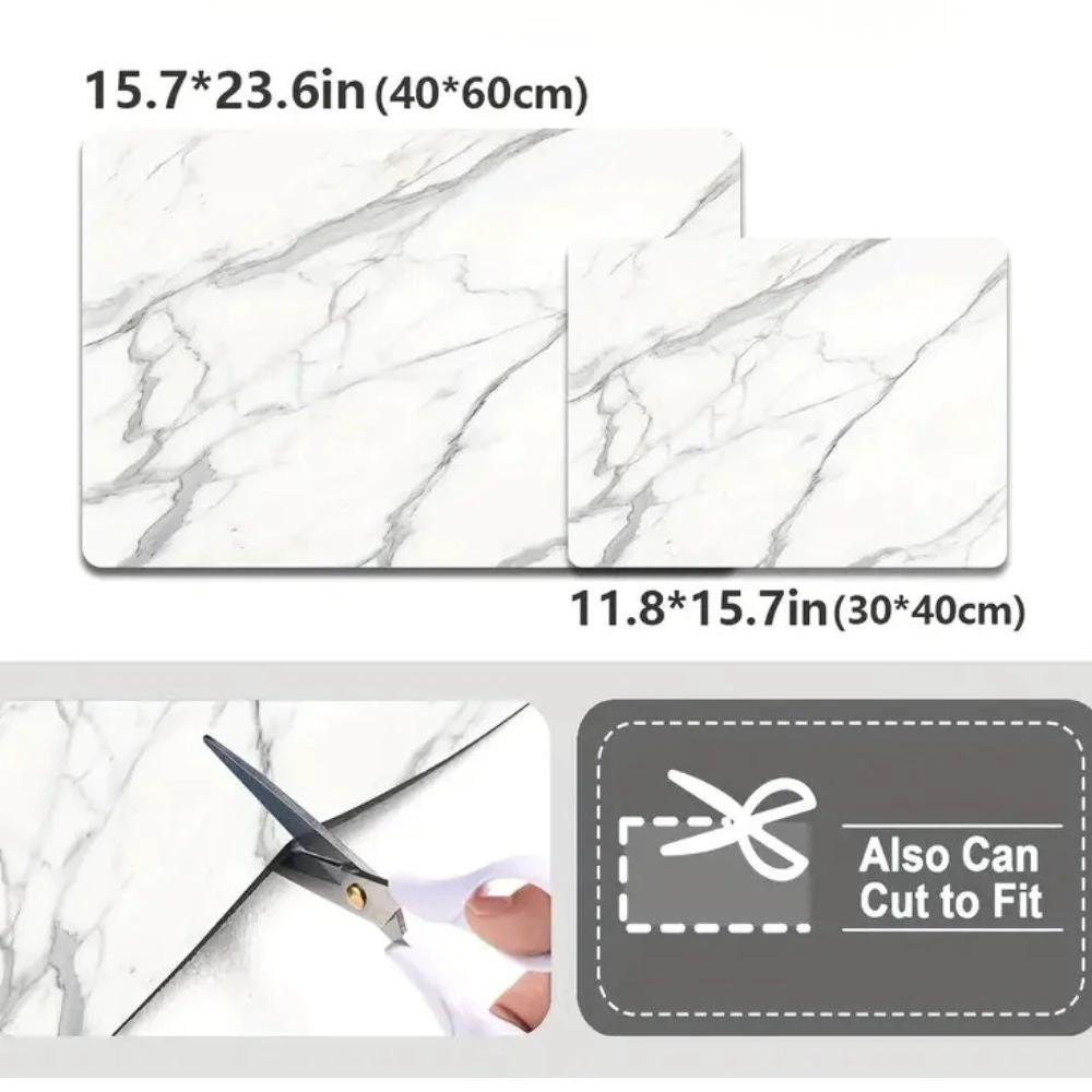 Marble Print Dish Drying Mat by Casa & Beyond