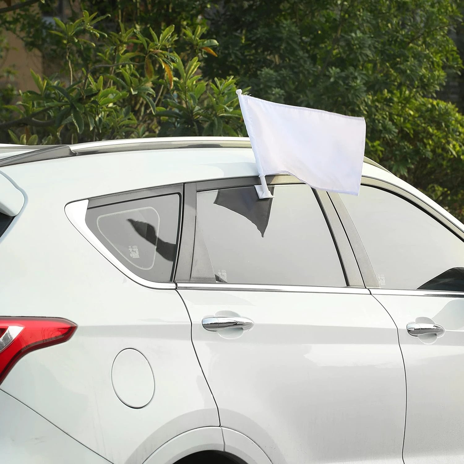 White Color Flag Car Window Flag of White 11X18 Inch(28x46cm) 100% Polyester, Strong White Flagpole by flagsshop