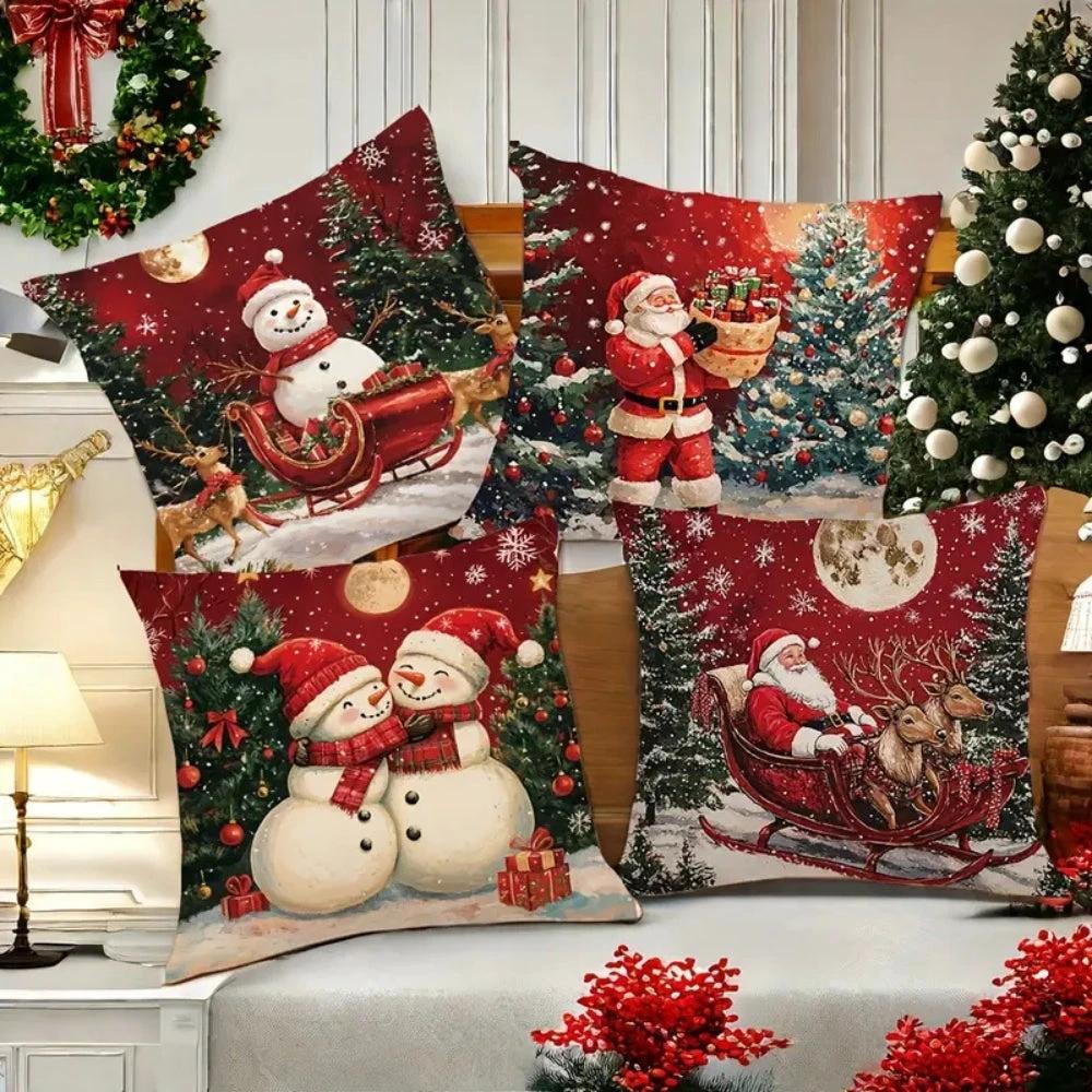 Santa’s Sleigh Christmas Cushion Cover by Casa & Beyond