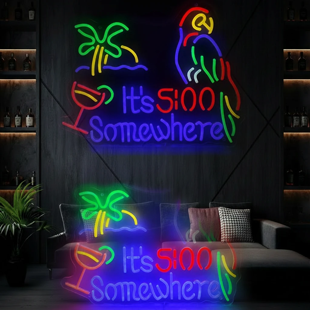 It's 5 O'clock Somewhere Neon Sign Tiki Bar Neon Light by Neonchics