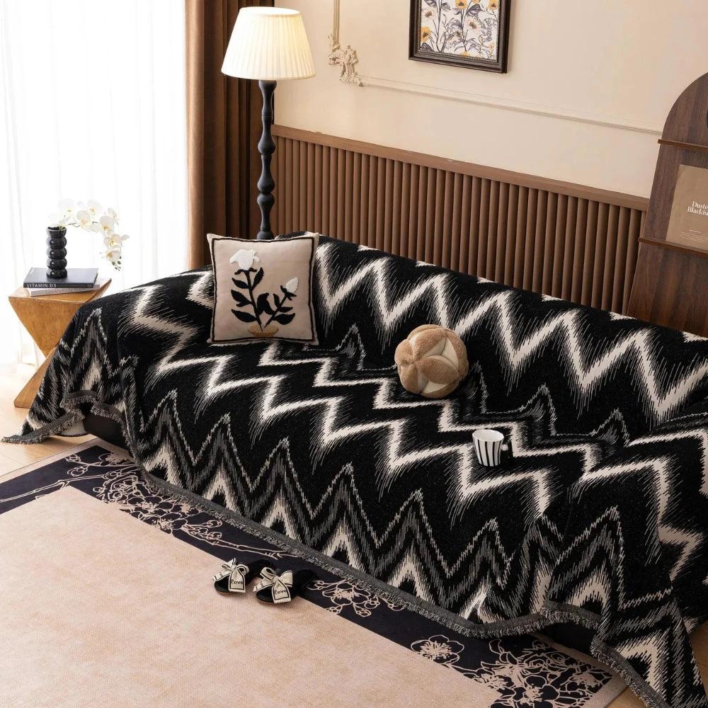 Ochre Streak Textured Sofa Cover by Casa & Beyond