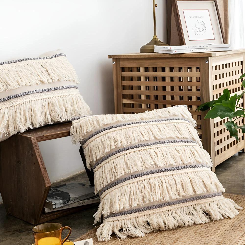 Bohemian Fringe Tassel Cushion Covers by Casa & Beyond