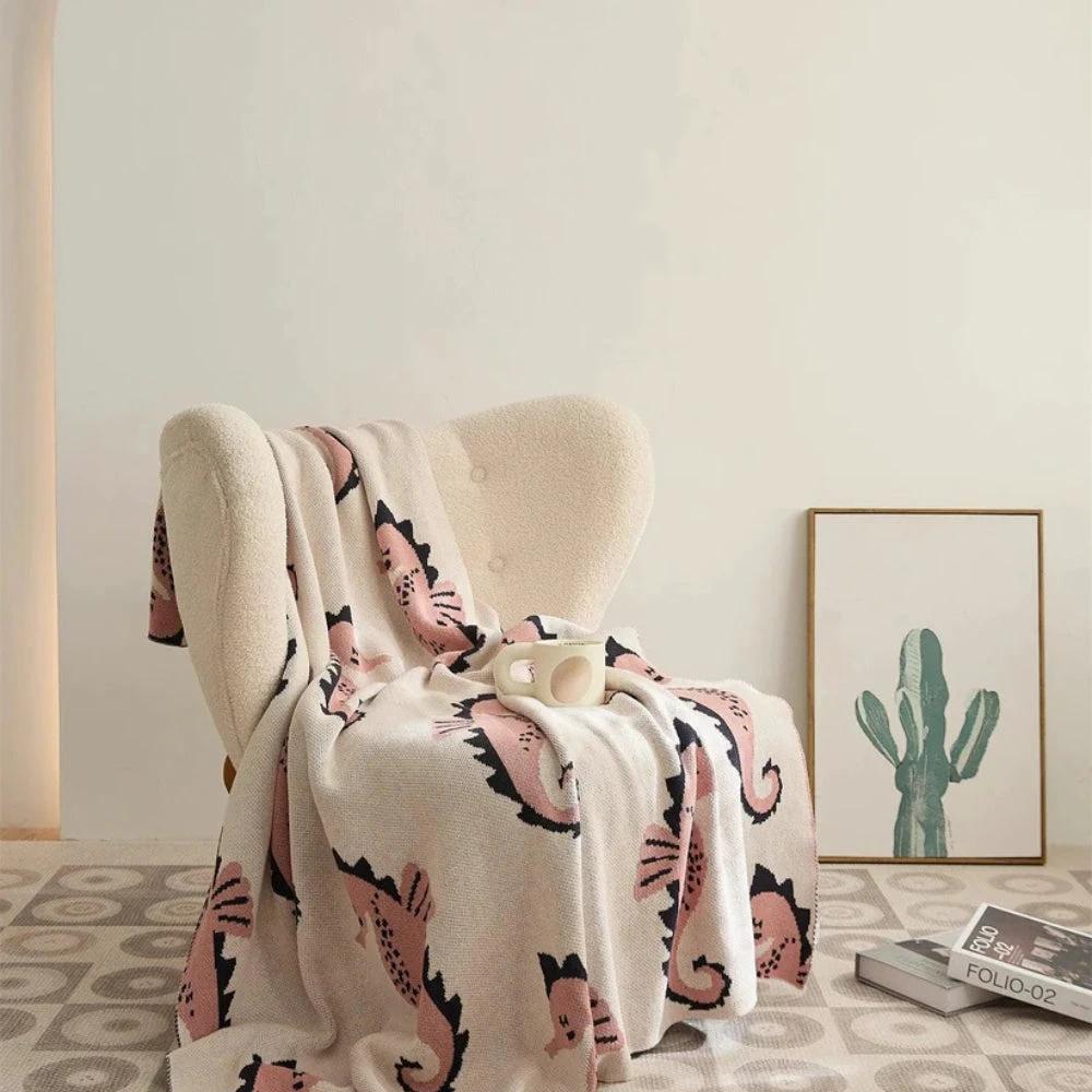 Nautical Seahorse Throw Blanket by Casa & Beyond
