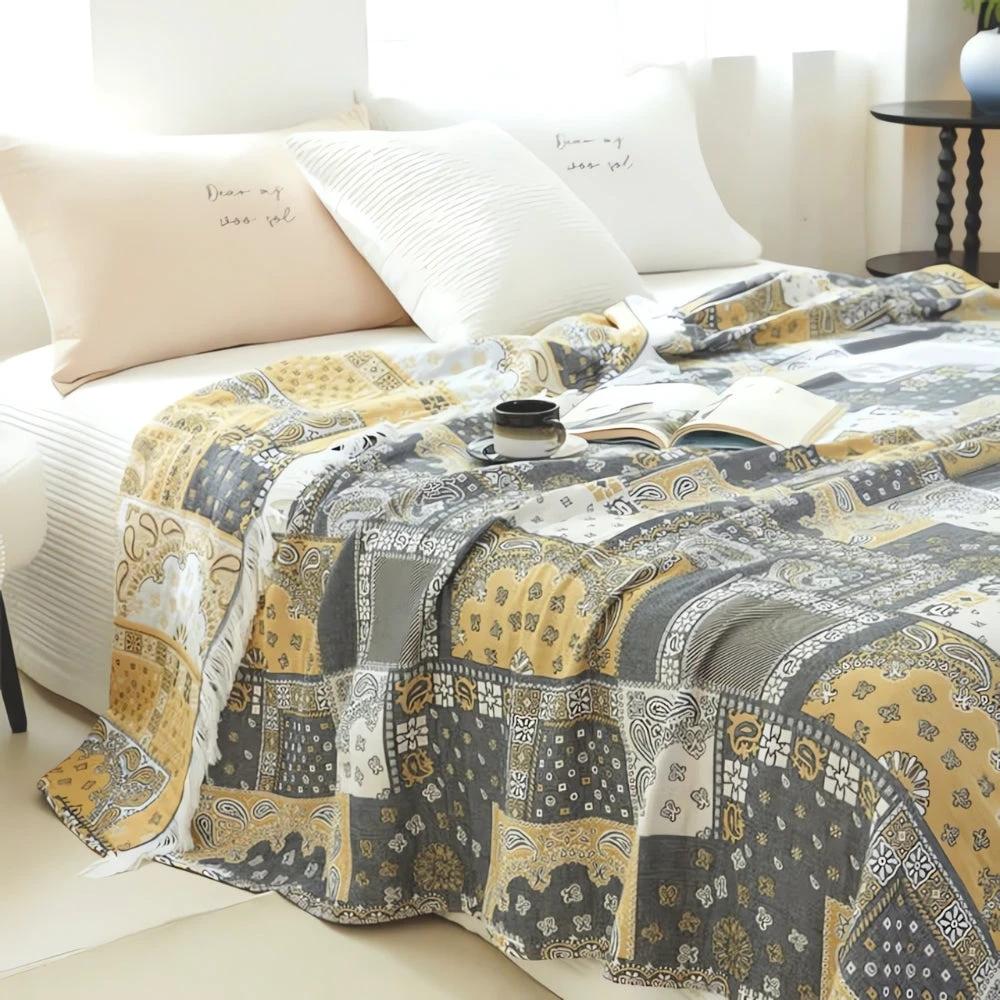 Mosaic Pattern Cotton Gauze Blanket by Casa & Beyond