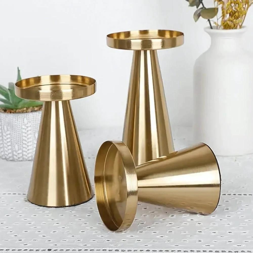 Elegant Brass Candle Holders | Set of 3 by Casa & Beyond