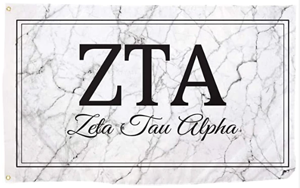 Zeta Tau Alpha ZTA USA Letter Sorority Flag--100% polyester-2 Metal Grommets by flagsshop