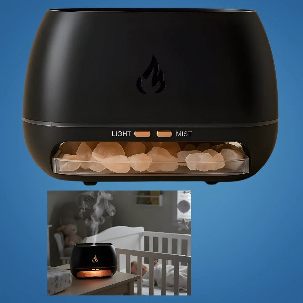 Relieves Dry Air and Aids Sleep – Himalayan Salt Crystal, Quiet Mist and Calming Home Air Wellness Bowlift by Bowlift