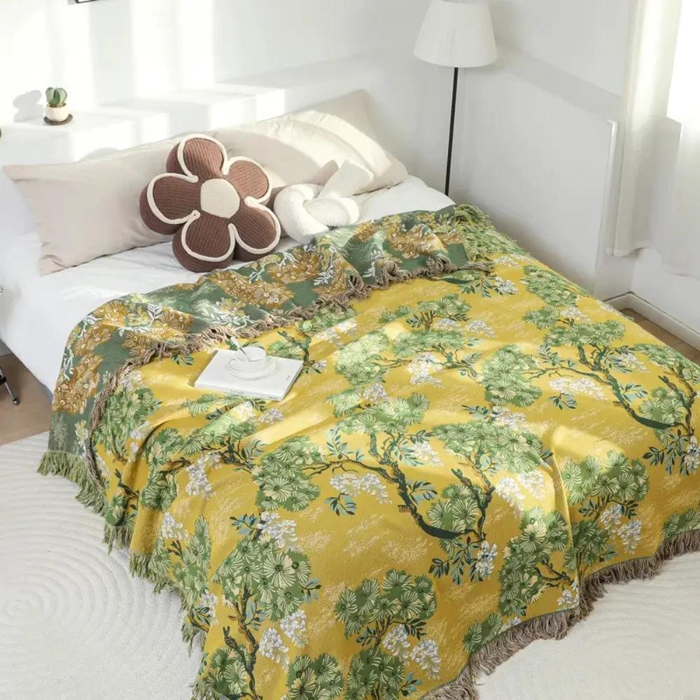 Lush Mulberry Trees Cotton Blanket by Casa & Beyond