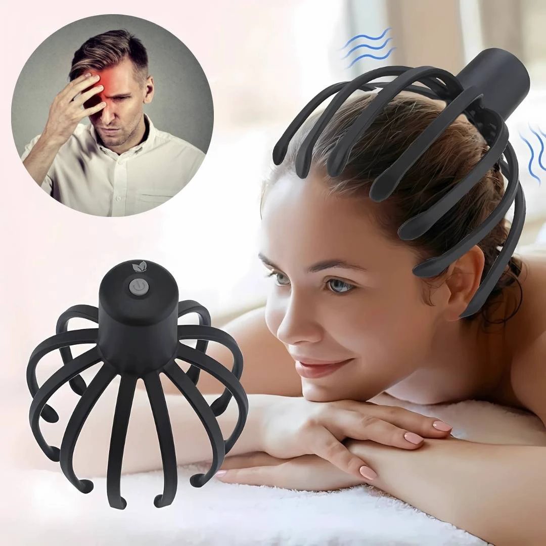 CalmFlow Smart Electric Octopus Head Massager | Scalp Massage - Stress Relief - Improved Sleep - Multi-Directional Vibration Head Massager Bowlift by Bowlift