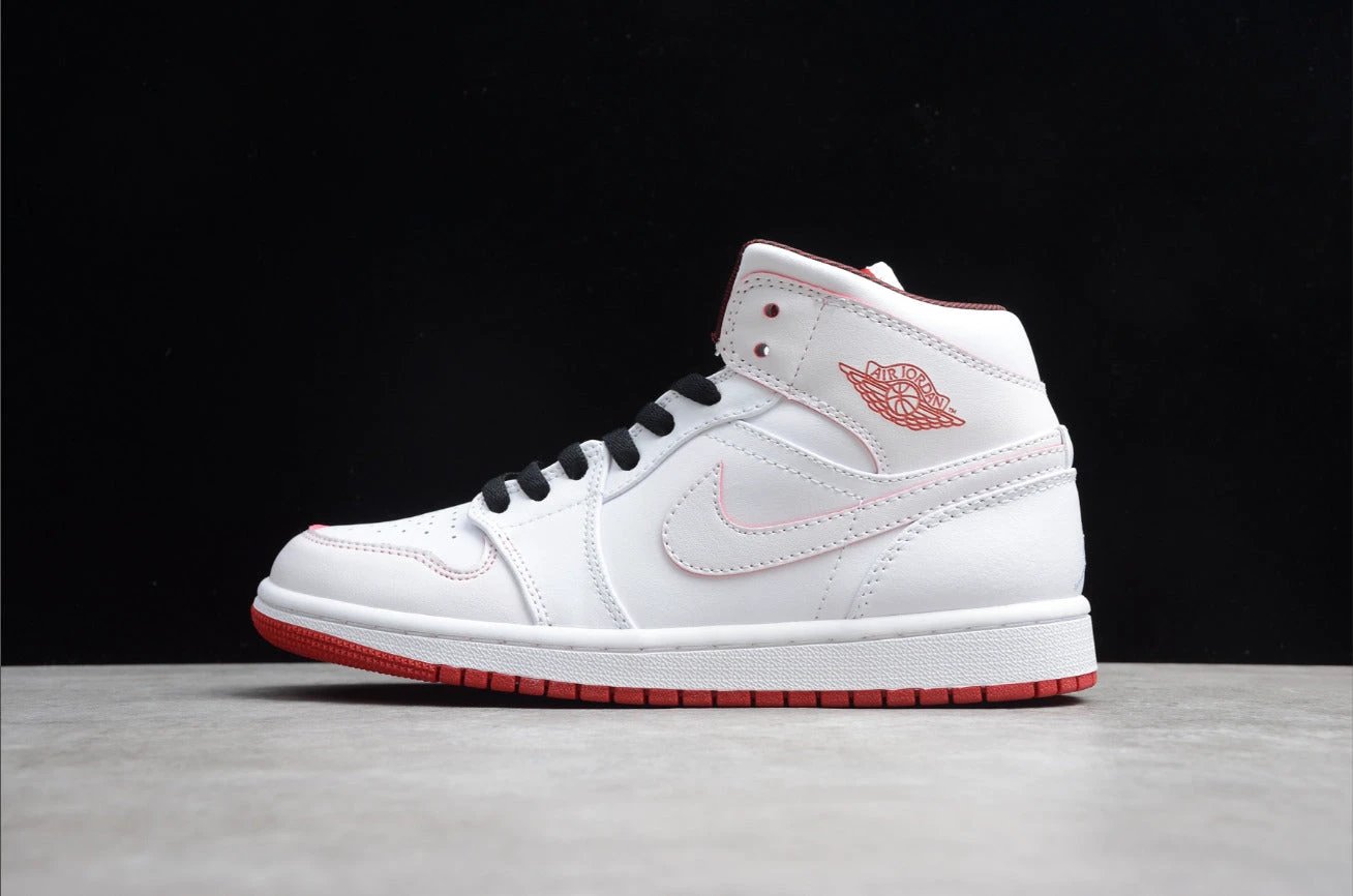 Air Jordan 1 Retro Mid White Gym Red Black by Air Jordan