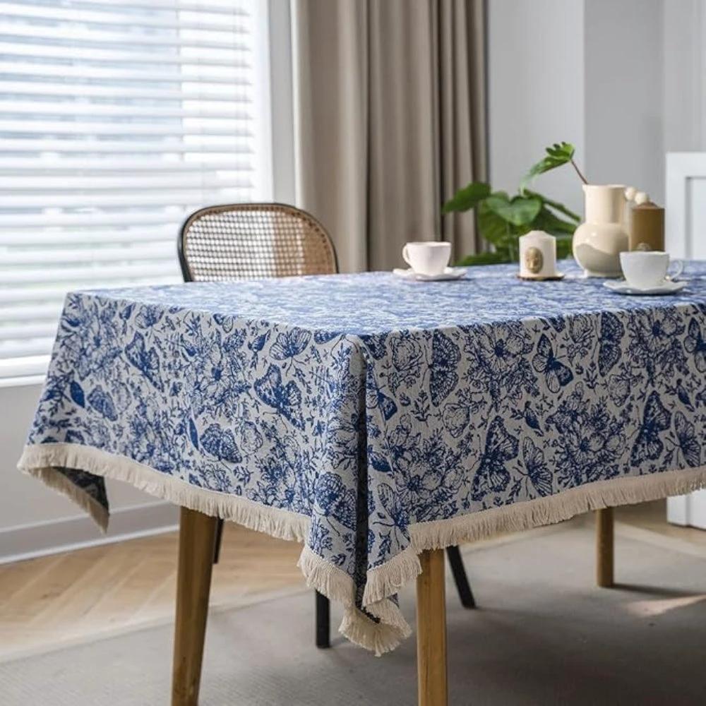 Blue Butterfly Garden Tablecloth by Casa & Beyond