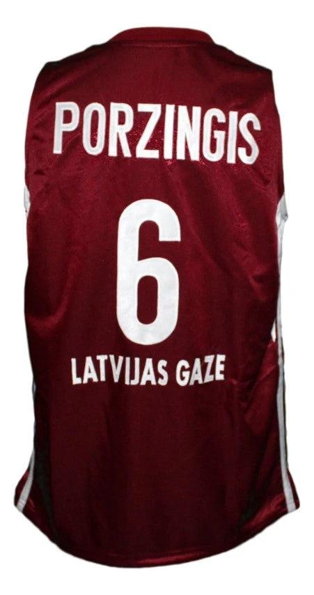 Kristaps Porzingis Jersey #6 Team Latvija Basketball Maroon by My store basketball