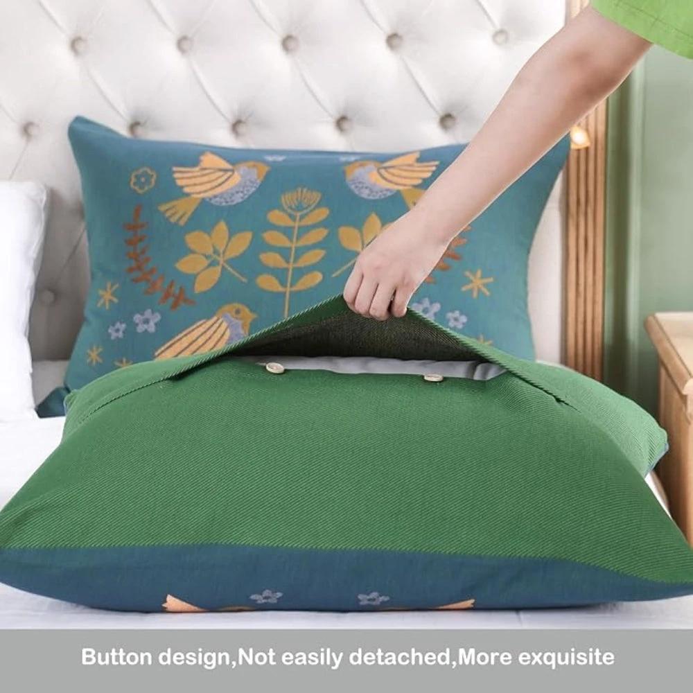 Scandinavian Bird Cotton Gauze Pillowcases (2pcs) by Casa & Beyond