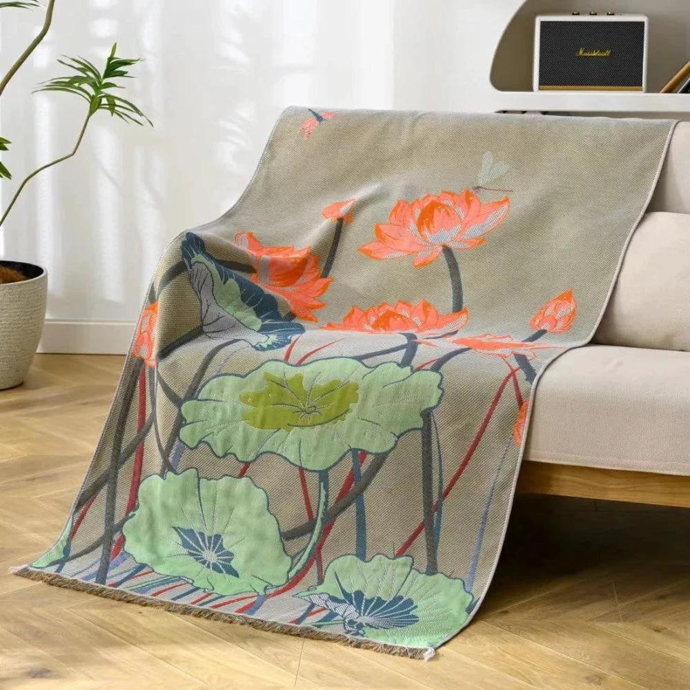 Rustic Lotus Charm Cotton Towel by Casa & Beyond
