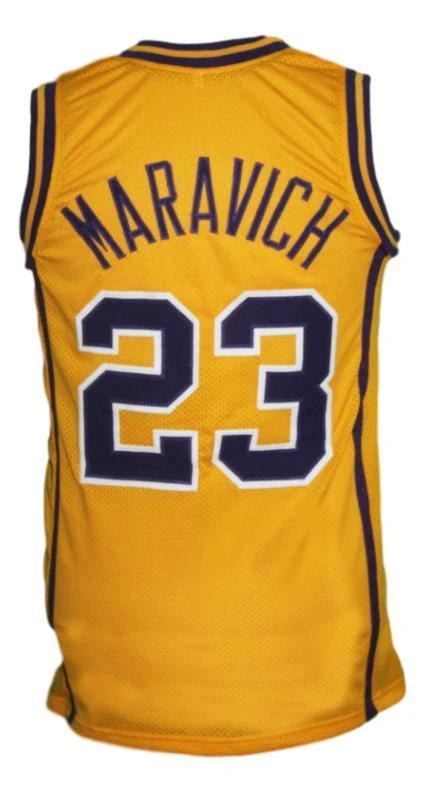 Pete Maravich Jersey #23 Lsu College Basketball New Sewn Yellow by My store basketball