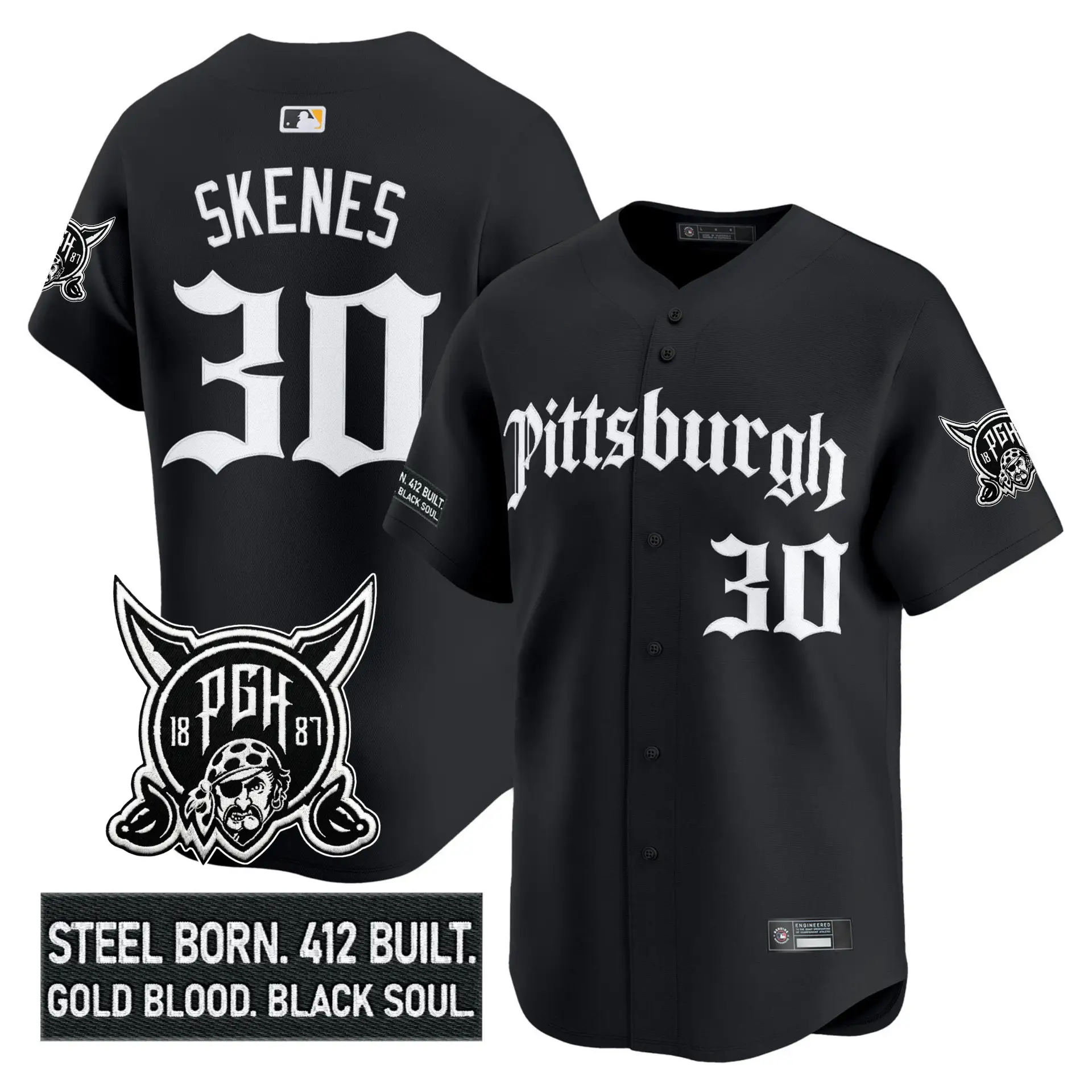 PIT 'Gothic Steel City Edition' Vapor Premier Limited Jersey - All Stitched by Pittsburgh Pirates