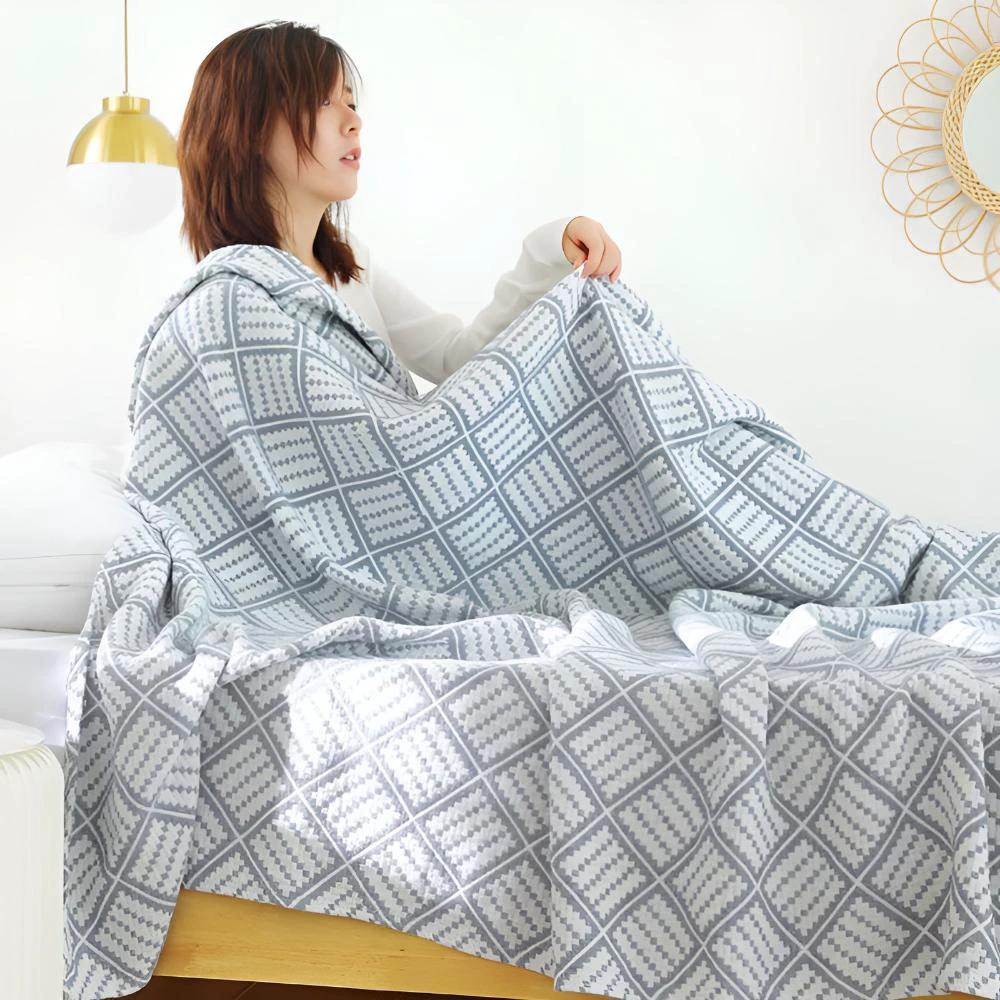 Plaid Pattern Cotton Blanket by Casa & Beyond