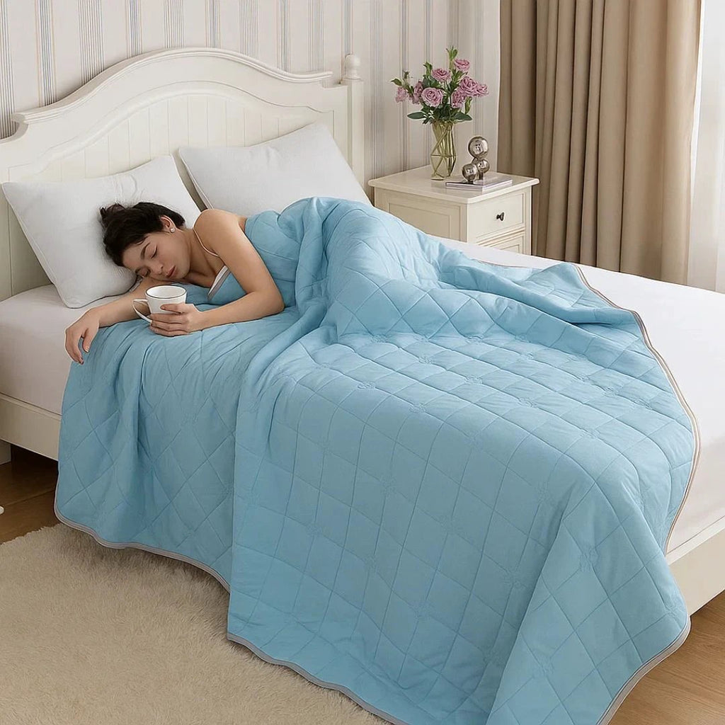SilkCool | Cooling Blanket – Instant Cooling Comfort – Silky Hypoallergenic Fibre – Prevents Overheating – Relief for Night Sweats Sensitive Skin Bowlift by Bowlift