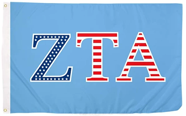 Zeta Tau Alpha ZTA USA Letter Sorority Flag--100% polyester-2 Metal Grommets by flagsshop