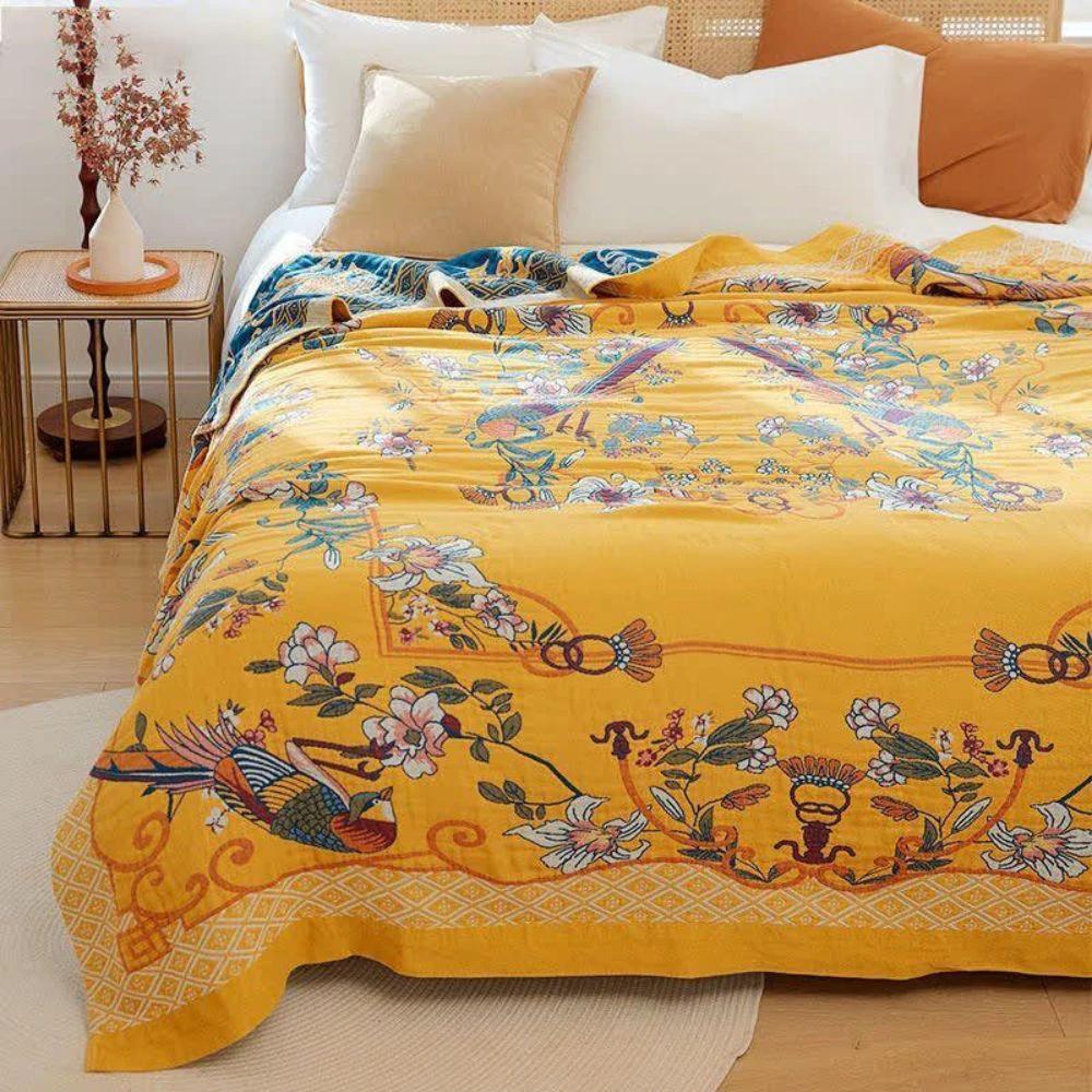 Ethereal Cotton Floral Bird Blanket by Casa & Beyond