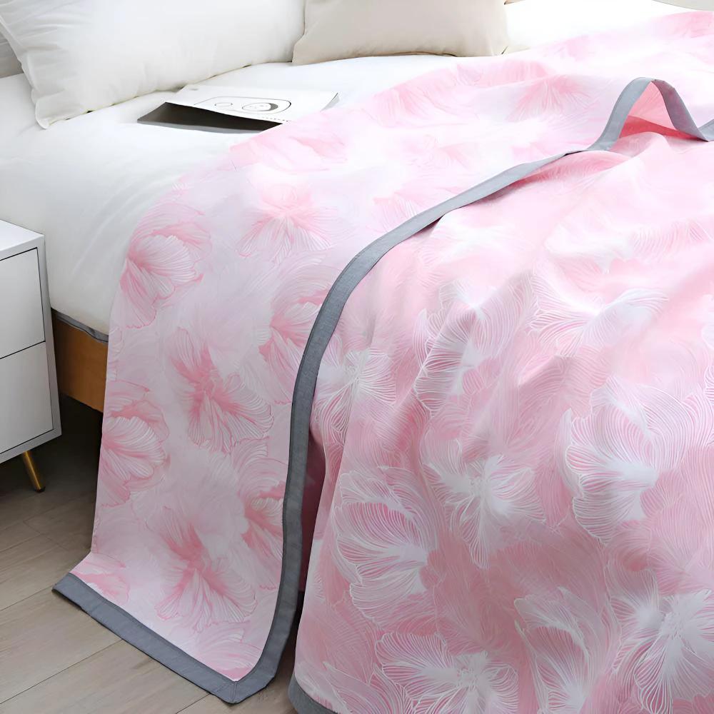 Flower Print Flax Throw by Casa & Beyond