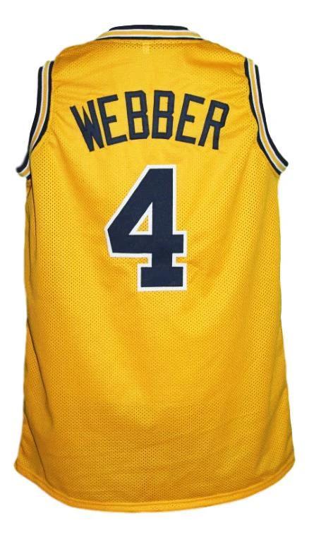 Chris Webber Jersey #4 Michigan College Basketball Sewn Yellow by My store basketball