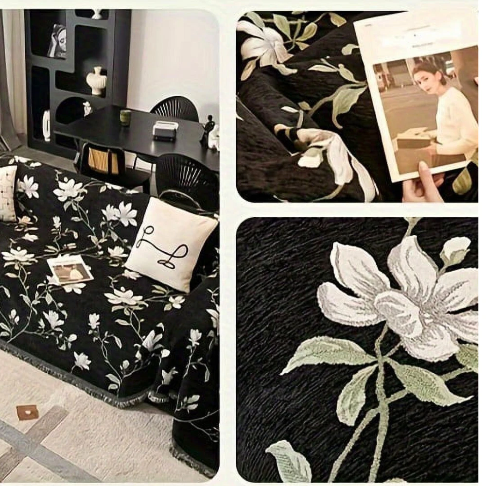 Vintage Floral Chenille Sofa Cover by Casa & Beyond