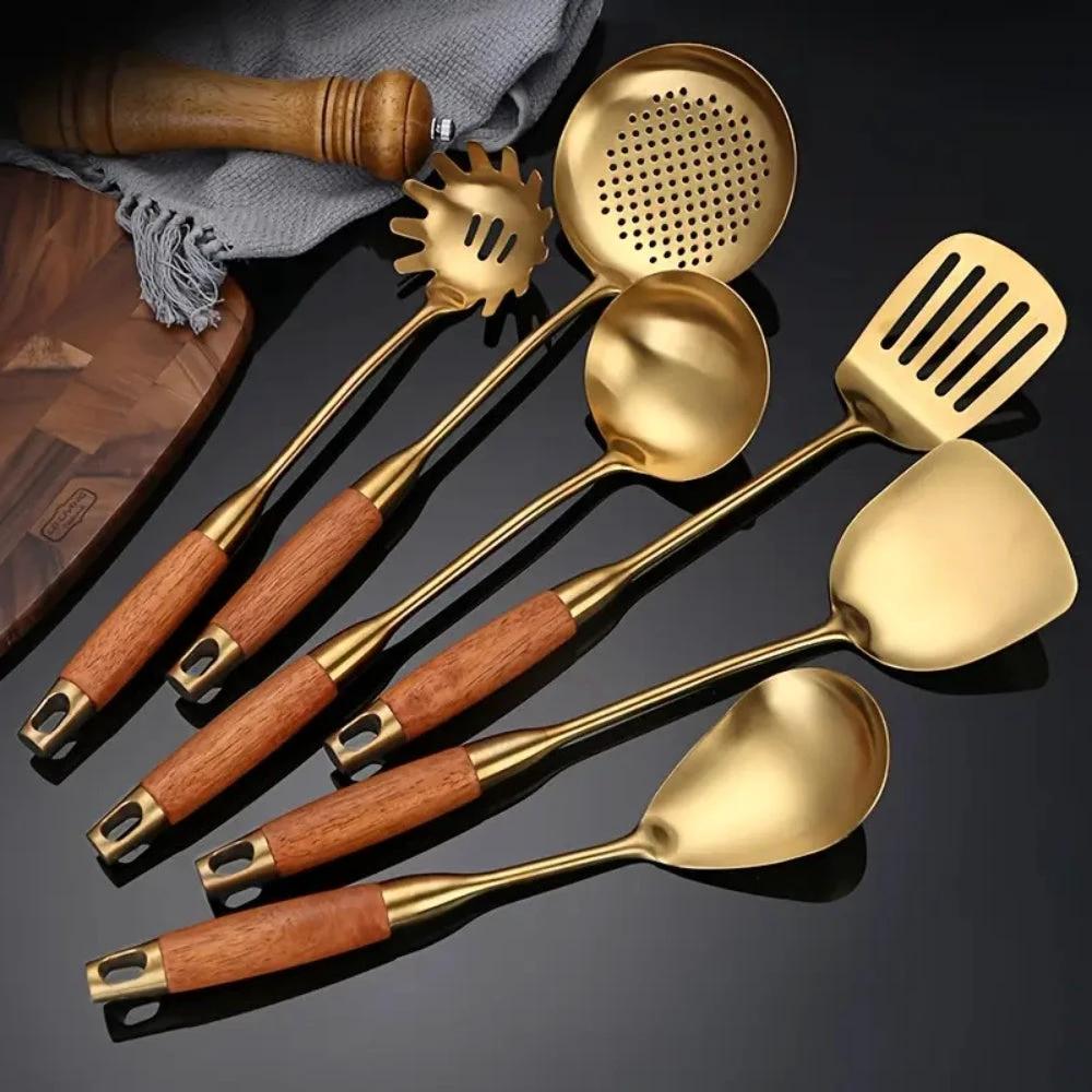 Chef’s Choice Golden Kitchen Utensils | 6pcs Set by Casa & Beyond