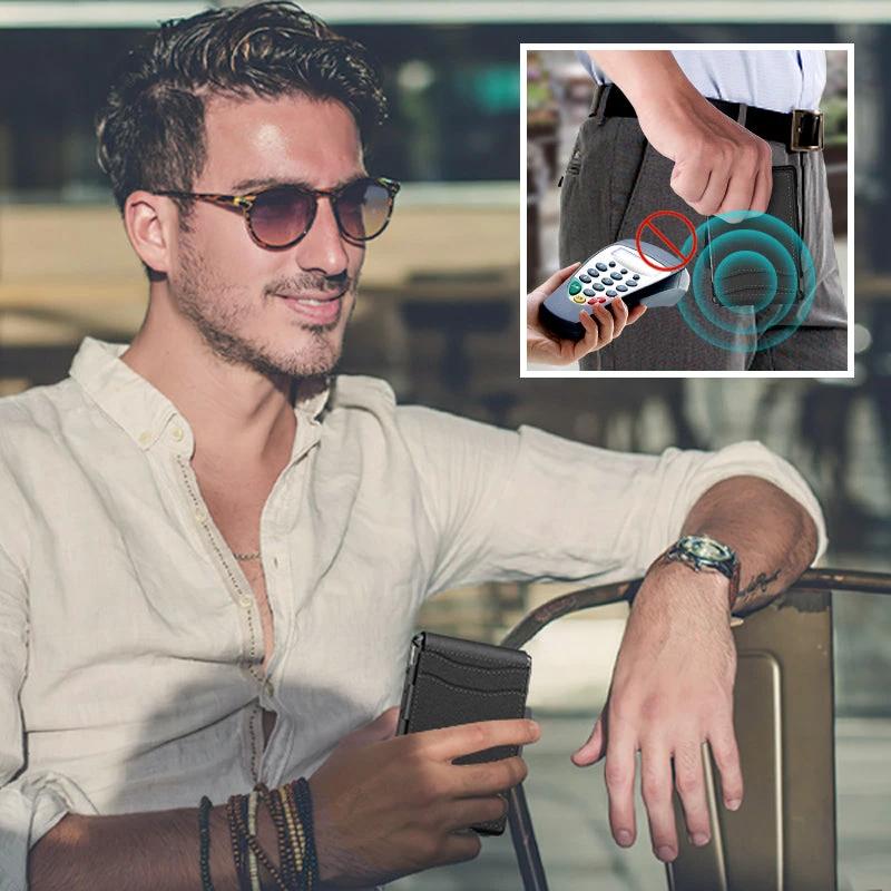 Men's Business Style PU Leather Card Slots for AirTag by BowLift
