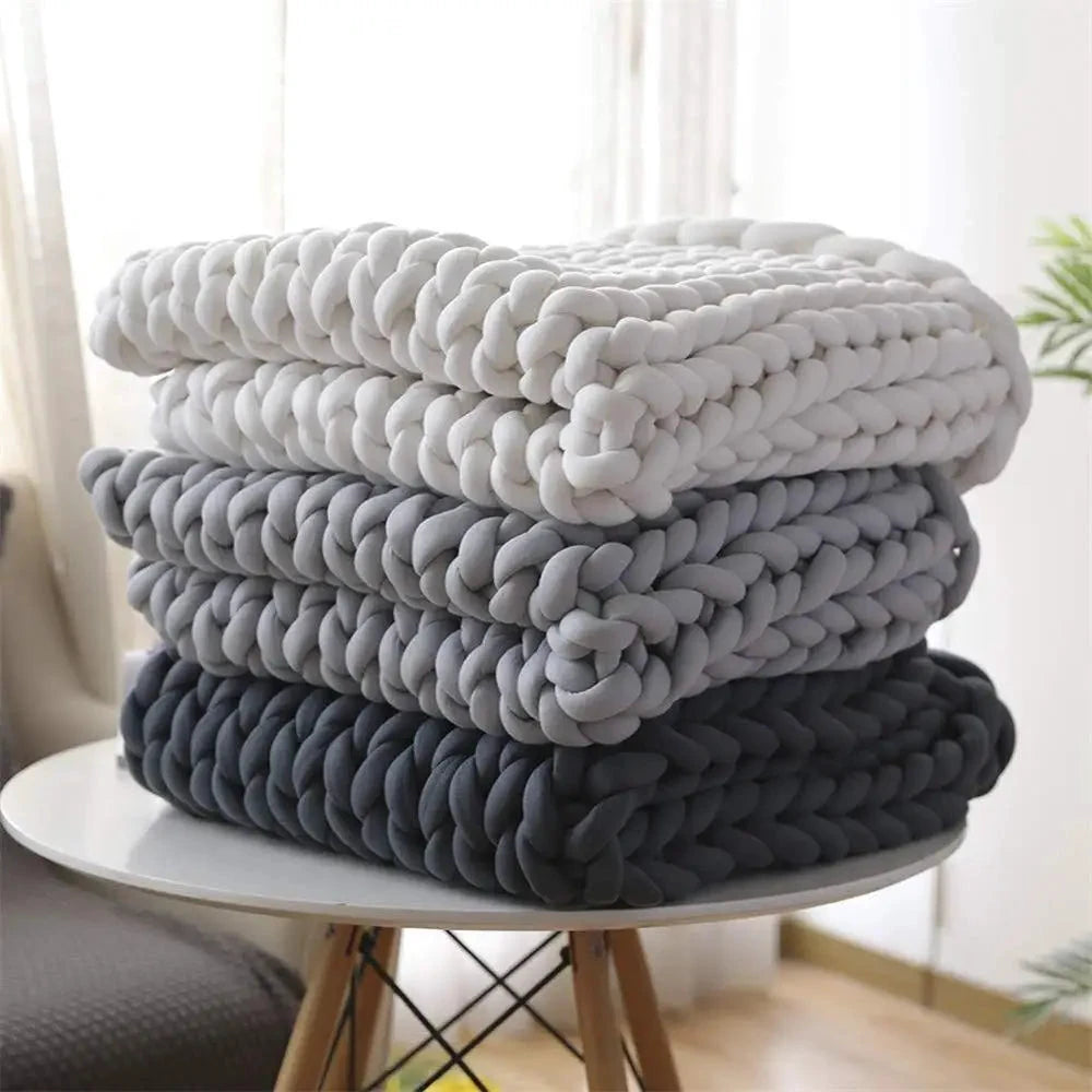 Chunky Knit Throw Handmade Weighted Blanket - SUPER COZY & CALMING BLANKET Bowlift by Bowlift