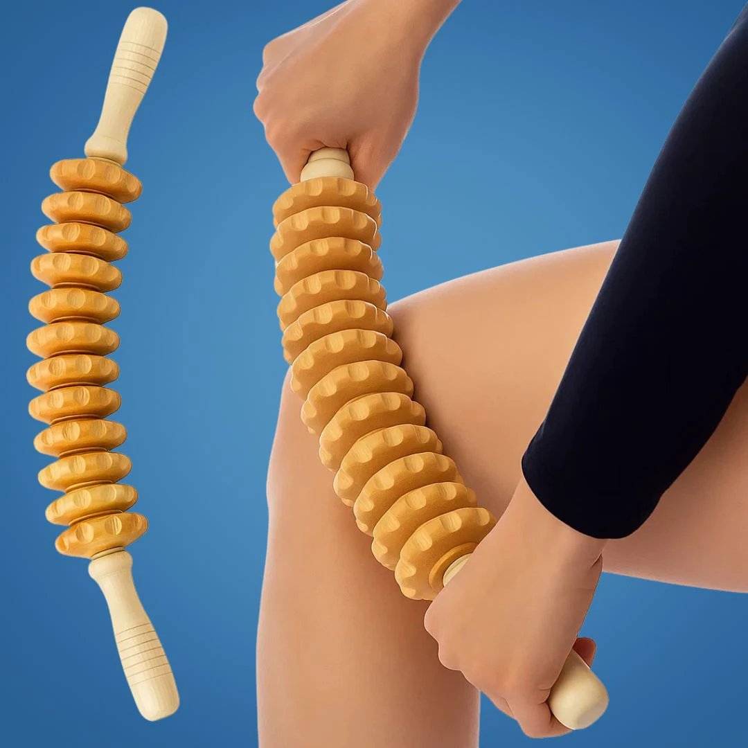 De-Puffing Anti-Cellulite Wood Massager – Skin Smoothing Pain Relief – Home Body Sculpting Tool Bowlift by Bowlift