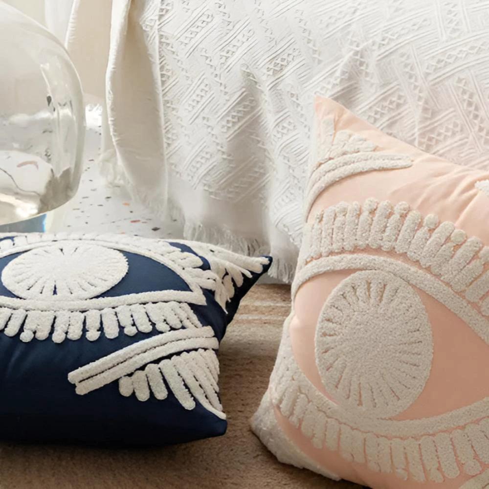 Boho Eye Embroidered Cushion Cover by Casa & Beyond