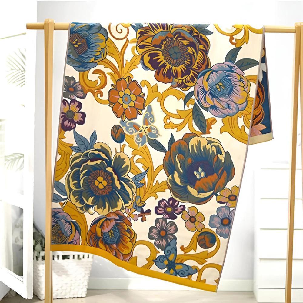 Blooming Flowers Reversible Bath Towel by Casa & Beyond