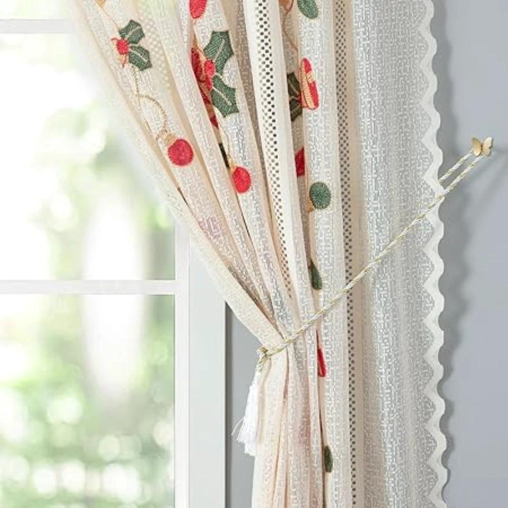 Festive Red Bell Curtains by Casa & Beyond