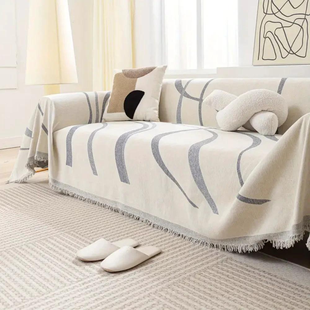 Wave Lines Chenille Sofa Covers by Casa & Beyond