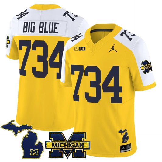Big Blue Jersey #734 Michigan Wolverines 2025 Limited V2 Stitched Maize Alter by My Store NCAA Football Jerseys