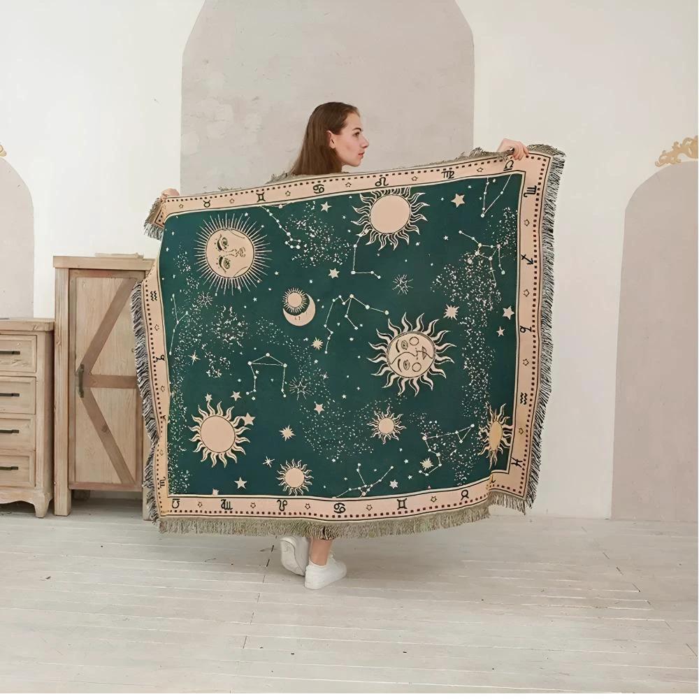 Sun Moon Stars Celestial Blanket by Casa & Beyond