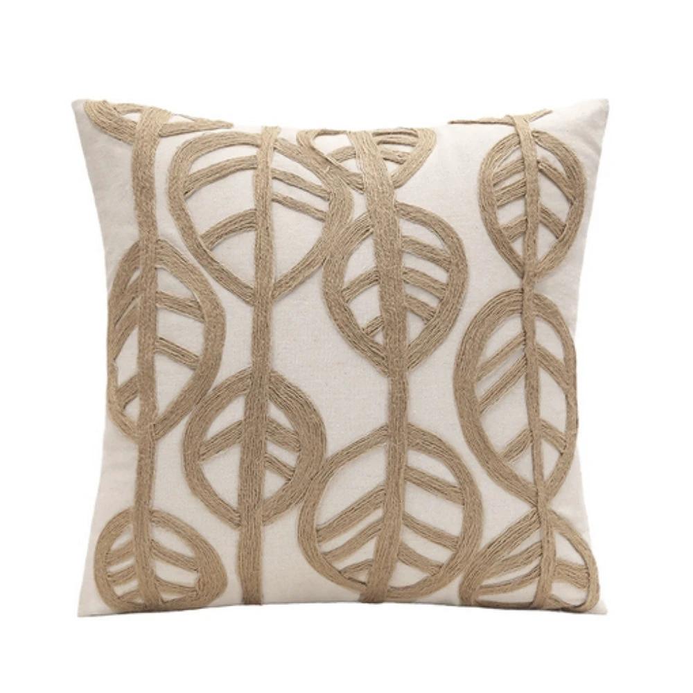 Leaf Embroidery Cushion Cover by Casa & Beyond