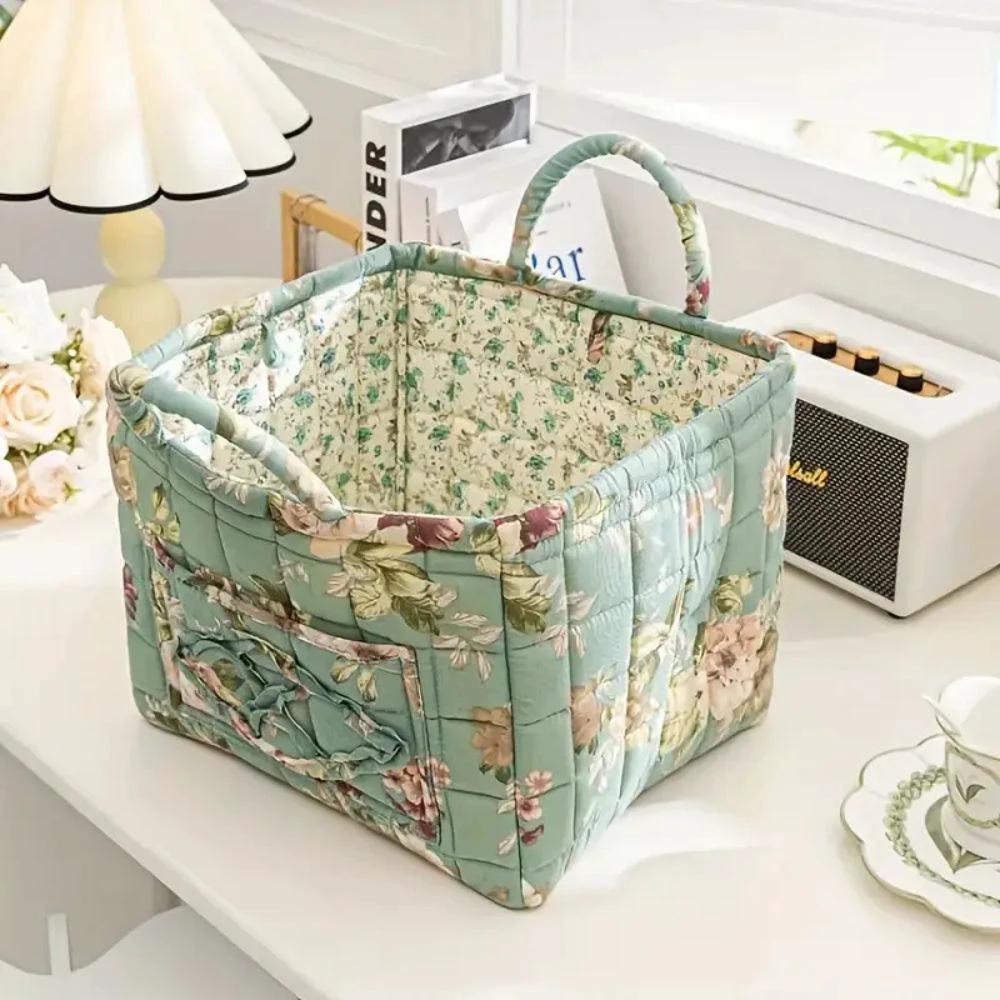Delicate Floral Canvas Storage Basket by Casa & Beyond