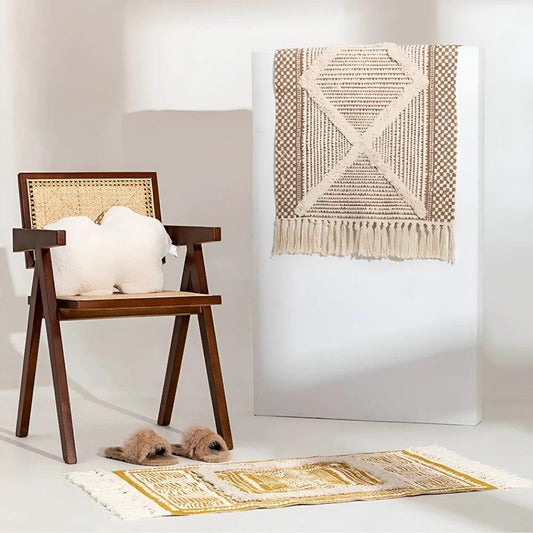 Beige Textured Fringe Tassel Rug by Casa & Beyond