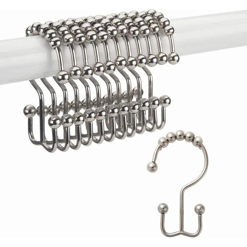 Stainless steel shower curtain hooks (12 pieces) by Bowlift